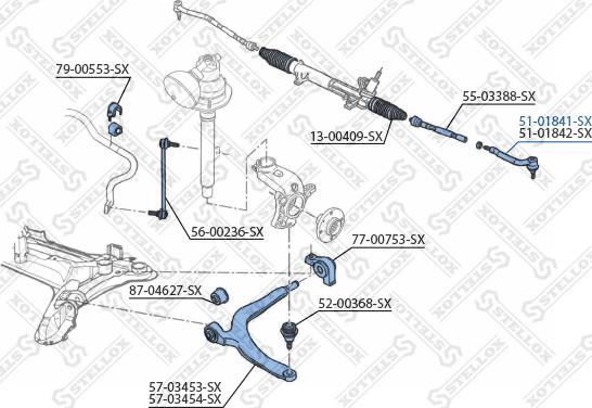 Stellox 51-01841-SX - Наконечник рулевой тяги, шарнир autospares.lv