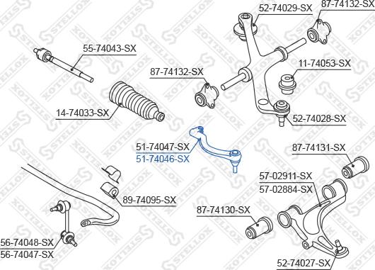 Stellox 51-74046-SX - Наконечник рулевой тяги, шарнир autospares.lv