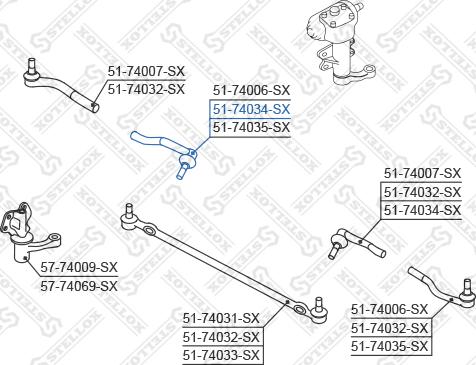 Stellox 51-74034-SX - Наконечник рулевой тяги, шарнир autospares.lv