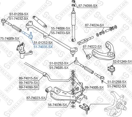 Stellox 51-74035-SX - Наконечник рулевой тяги, шарнир autospares.lv