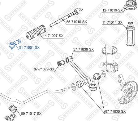 Stellox 51-71001-SX - Наконечник рулевой тяги, шарнир autospares.lv