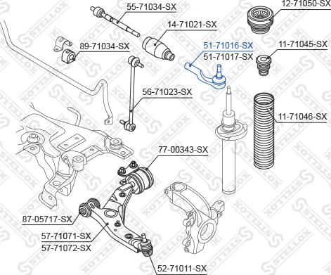 Stellox 51-71016-SX - Наконечник рулевой тяги, шарнир autospares.lv