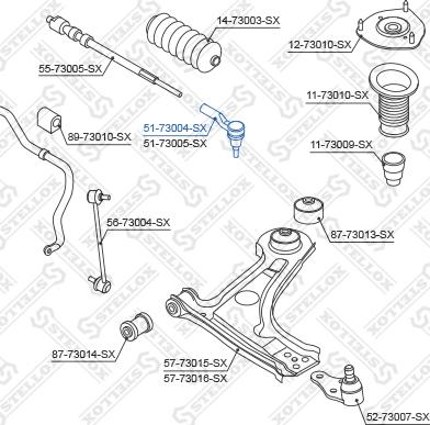 Stellox 51-73004-SX - Наконечник рулевой тяги, шарнир autospares.lv