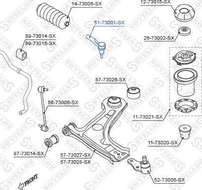 Stellox 51-73001-SX - Наконечник рулевой тяги, шарнир autospares.lv