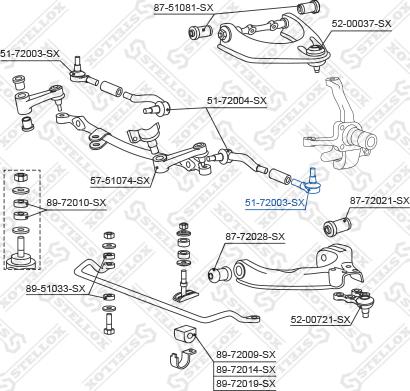 Stellox 51-72003-SX - Наконечник рулевой тяги, шарнир autospares.lv