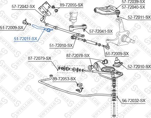 Stellox 51-72011-SX - Наконечник рулевой тяги, шарнир autospares.lv