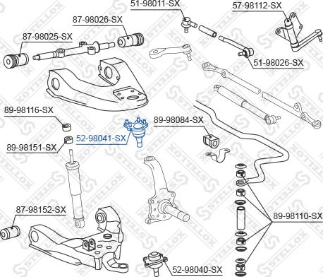 Stellox 52-98041-SX - Шаровая опора, несущий / направляющий шарнир autospares.lv