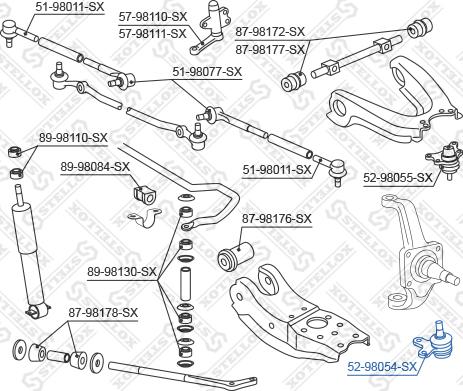 Stellox 52-98054-SX - Шаровая опора, несущий / направляющий шарнир autospares.lv