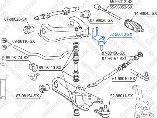 Stellox 52-98010-SX - Шаровая опора, несущий / направляющий шарнир autospares.lv