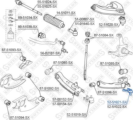 Stellox 52-51021-SX - Шаровая опора, несущий / направляющий шарнир autospares.lv