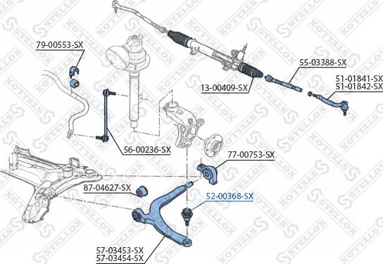 Stellox 52-00368-SX - Шаровая опора, несущий / направляющий шарнир autospares.lv