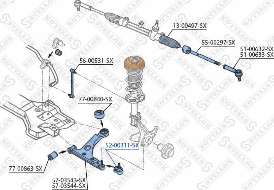 Stellox 52-00311-SX - Шаровая опора, несущий / направляющий шарнир autospares.lv