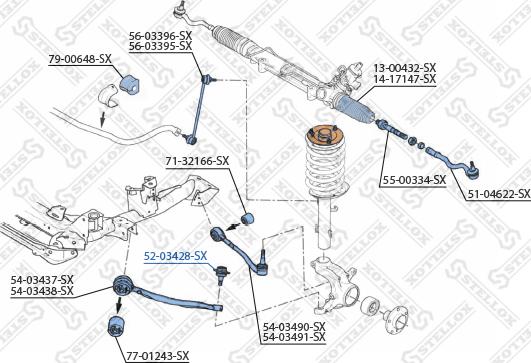 Stellox 52-03428-SX - Шаровая опора, несущий / направляющий шарнир autospares.lv