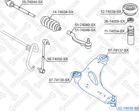 Stellox 52-74030-SX - Шаровая опора, несущий / направляющий шарнир autospares.lv