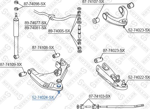 Stellox 52-74024-SX - Шаровая опора, несущий / направляющий шарнир autospares.lv