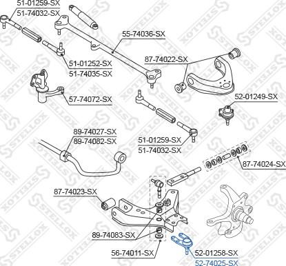 Stellox 52-74025-SX - Шаровая опора, несущий / направляющий шарнир autospares.lv