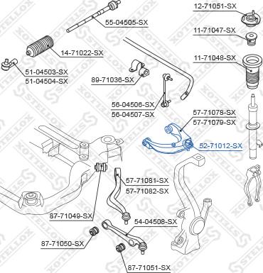 Stellox 52-71012-SX - Шаровая опора, несущий / направляющий шарнир autospares.lv