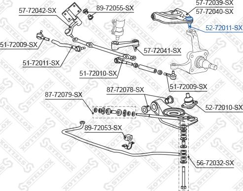 Stellox 52-72011-SX - Шаровая опора, несущий / направляющий шарнир autospares.lv