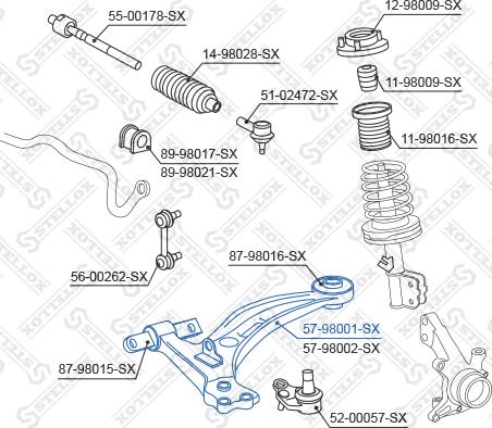 Stellox 57-98001-SX - Рычаг подвески колеса autospares.lv