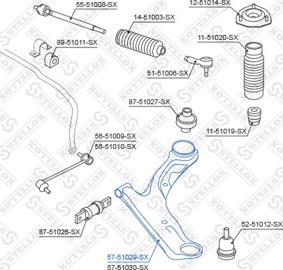 Stellox 57-51029-SX - Рычаг подвески колеса autospares.lv