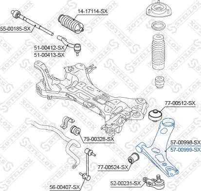 Stellox 57-00999-SX - Рычаг подвески колеса autospares.lv