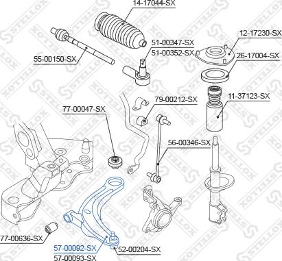 Stellox 57-00092-SX - Рычаг подвески колеса autospares.lv