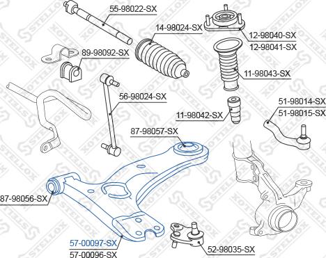 Stellox 57-00097-SX - Рычаг подвески колеса autospares.lv