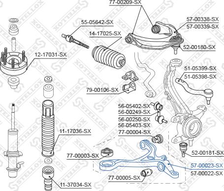 Stellox 57-00023-SX - Рычаг подвески колеса autospares.lv