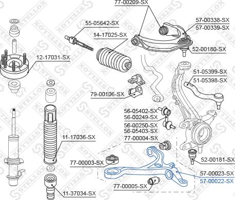 Stellox 57-00022-SX - Рычаг подвески колеса autospares.lv