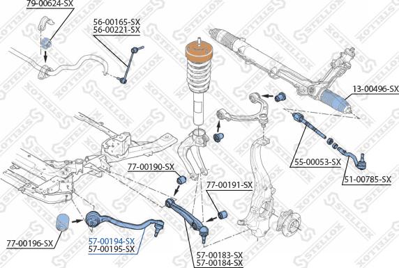 Stellox 57-00194-SX - Рычаг подвески колеса autospares.lv