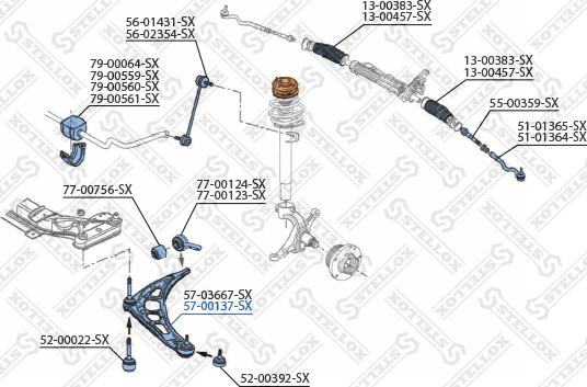 Stellox 57-00137-SX - Рычаг подвески колеса autospares.lv