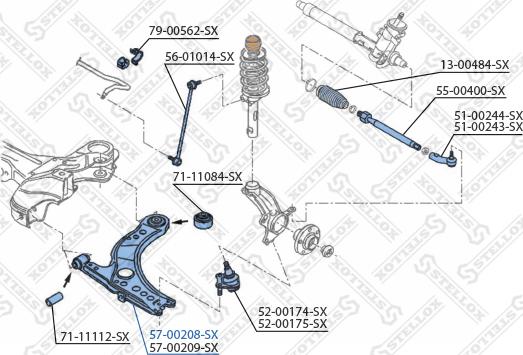 Stellox 57-00208-SX - Рычаг подвески колеса autospares.lv