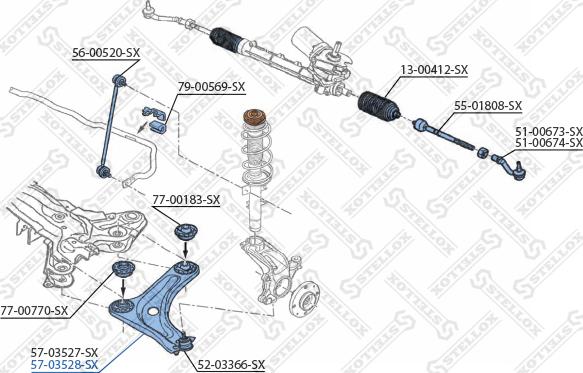 Stellox 57-03528-SX - Рычаг подвески колеса autospares.lv