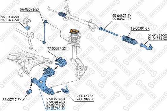 Stellox 57-03750-SX - Рычаг подвески колеса autospares.lv