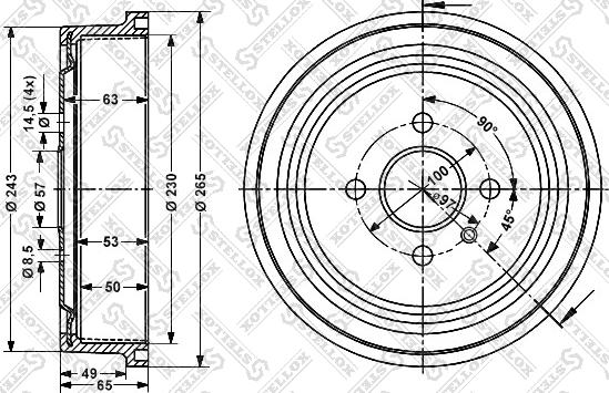 Stellox 6025-3614-SX - Тормозной барабан autospares.lv