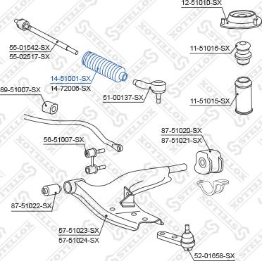 Stellox 14-51001-SX - Пыльник, рулевое управление autospares.lv