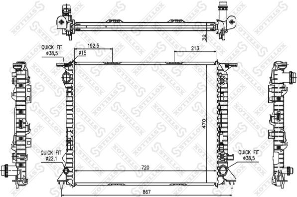 Stellox 10-25521-SX - Радиатор, охлаждение двигателя autospares.lv