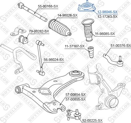 Stellox 12-98046-SX - Опора стойки амортизатора, подушка autospares.lv