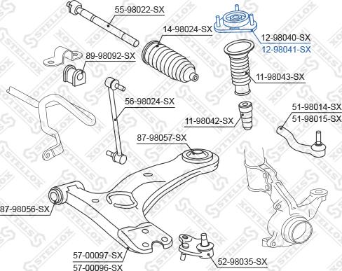 Stellox 12-98041-SX - Опора стойки амортизатора, подушка autospares.lv