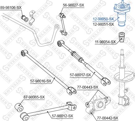 Stellox 12-98050-SX - Опора стойки амортизатора, подушка autospares.lv