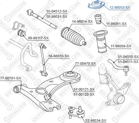 Stellox 12-98053-SX - Опора стойки амортизатора, подушка autospares.lv