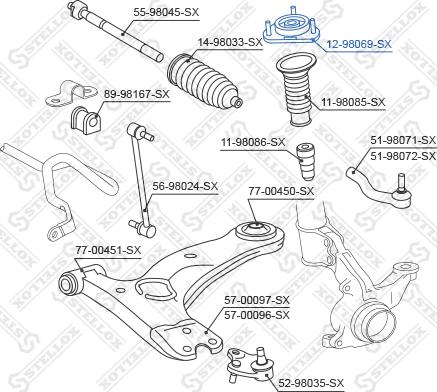 Stellox 12-98069-SX - Опора стойки амортизатора, подушка autospares.lv