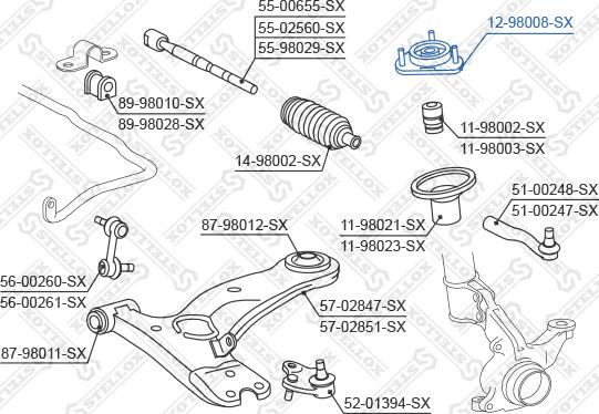 Stellox 12-98008-SX - Опора стойки амортизатора, подушка autospares.lv