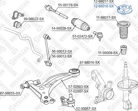 Stellox 12-98018-SX - Опора стойки амортизатора, подушка autospares.lv