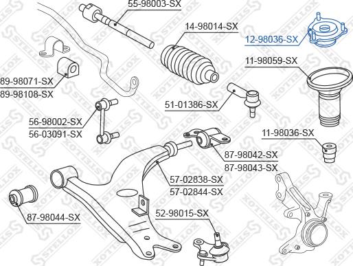 Stellox 12-98036-SX - Опора стойки амортизатора, подушка autospares.lv