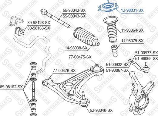 Stellox 12-98031-SX - Опора стойки амортизатора, подушка autospares.lv