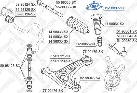 Stellox 12-98032-SX - Опора стойки амортизатора, подушка autospares.lv