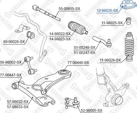 Stellox 12-98026-SX - Опора стойки амортизатора, подушка autospares.lv