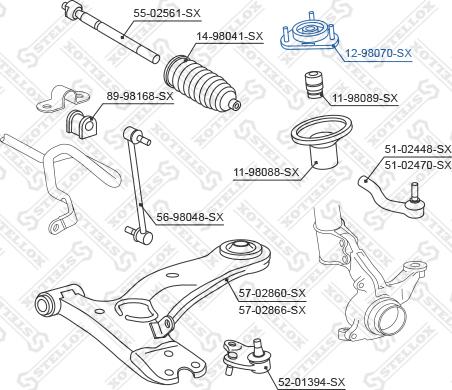 Stellox 12-98070-SX - Опора стойки амортизатора, подушка autospares.lv