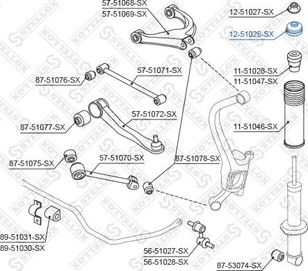 Stellox 12-51026-SX - Втулка амортизатора, подушка autospares.lv